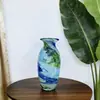 Decoración de Jarrón de Vidrio Estilo Wabi-Sabi de Lujo Ligero, Jarrón Colorido para Mesa de Comedor y Vestíbulo, Arreglo Floral que Mejora el Ambiente, Regalo para Mejor Amiga