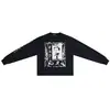 Erd Melancolia Rico Vintage Lavado Estampa Rachada Quadrinhos Waffle Unissex Manga Longa Camiseta Camada Base Tendência