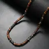 Joyas de Verano Retro Bohemia Procesadas Joyas de Estilo Étnico Madera de Cáscara de Coco Marrón Cuentas Collar de Piedras Naturales Cabeza de Hombre