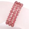 Pulseira de Cristal de Morango Natural com Três Círculos Flor de Pessegueiro Contas Multicírculos Contas de Cristal de Morango Fabricantes de Joias de Cristal Atacado