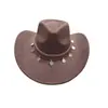 Sombrero Vaquero Occidental de Lana de Venta Caliente Transfronterizo con Decoración de Cinta Étnica, Sombrero de Ala Ancha para Hombres y Mujeres, Sombrero para Fotografía de Viajes al Aire Libre