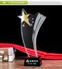 Trofeo de cristal metal azul estrella de cinco puntas placa negra creativo cabeza de pollo medalla letras gratis premio decoración