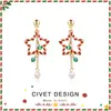 Brincos de Natal com Franja de Estrela de Cinco Pontas, Brincos Fofos e Doces de Outono e Inverno, Versáteis e Estilosos, Presilhas para Orelha sem Furo para Mulheres