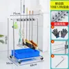 Suporte para Mop de Aço Inoxidável Suporte para Vassoura Rack de Armazenamento Móvel Suspenso Gancho Sem Furo Ferramentas de Organização para Banheiro com Drenagem