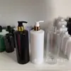 Botella de Plástico PET de Hombro Plano de 500 ml con Rosca de Aluminio Anodizado Bomba de Loción a Presión Sub-Botella para Champú Gel de Ducha