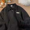 Suéter de Polo Estilo Americano Retro para Hombre Otoño Moda Ins Holgado Japonés Casual Manga Larga Solapa Camiseta Chaqueta para Hombre