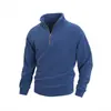 Moletom de Lã Europeu e Americano Transfronteiriço para Homens, com Meio Zíper e Gola Alta, para Outono e Inverno, Quente, Modelagem Solta, Cor Sólida, Casual ao Ar Livre, Manga Longa