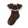 Suministrado directamente desde casa, calcetines cortos para niños de algodón peinado con encaje retro francés, calcetines para niños sin costuras estilo coreano