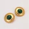 Pendientes de acero inoxidable transfronterizos Europa y Estados Unidos ágata verde disco liso pendientes franceses diseño de lujo ligero joyería al por mayor