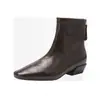 Botines Planos Marrones para Mujer 2026 Otoño Nuevos Botines Retro de Punta Cuadrada Elegantes para Viajar Botas Adelgazantes