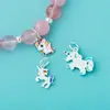 Plata Esterlina S925 Pegamento Lindo Dibujo Animado Unicornio Colgante DIY Pulsera de Cristal Collar Colgante Accesorios Pony
