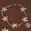 Popular Pulseira de Contas Estrela-do-Mar para Meninas, Pulseira com Pingente de Liga, Nova Pulseira Doce de Celebridade da Internet, Estilo Versátil