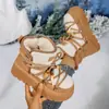 Botines Cálidos de Suela Gruesa para Mujer 2025 Nuevo Exportación Europea y Americana Transfronterizos Talla Grande Botas de Nieve Gamuza con Cordones Botas Grandes de Algodón