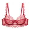 Conjunto de Sutiã Respirável com Renda Transfronteiriça, Estilo Puro Desejo, Com Aro, Sutiã Minimizer para Seios Grandes, Estilo Francês, Push-Up, Lingerie de Tamanho Grande