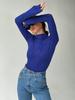 Suéter Camiseta Base de Punto Ajustado Manga Larga Cuello Medio Alto Azul Klein 2026 Otoño Nuevo Moda Europea y Americana Top