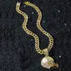Colar com Pingente de Capacete de Beisebol Personalizado Corrente de Diamantes Inteiros Estilo Hip-hop Novo Masculino Transfronteiriço Europeu e Americano
