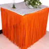 Nuevas Pegatinas DIY de Halloween Cortina de Lluvia de Seda Falda de Mesa Decoración de Mesa de Comedor Decoración de Mesa de Fiesta Cortina de Mesa con Borlas de Araña y Murciélago