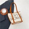 Bolso de Lona con Letras Bordadas y Cesta de Verduras para Dama 2025 Nuevo Color Contrastante Bolso Cruzado Casual Bolso de Hombro