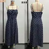 Roupas Europeias e Americanas Femininas Transfronteiriças Verão 2025 Novo Estilo Sexy Moda de Rua Vestido de Alça Sem Mangas com Amarração e Bolinhas