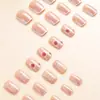 Base de Maquillaje Nude Transfronteriza Color Blanco Francés Bordes con Borde Uñas Portátiles Bola de Brillo Rojo Uñas de Atmósfera Festiva Parches de Manicura Romántica