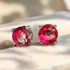 Pendientes de Cristal de Zirconia Blanca Redonda con Garras Cuatro, Explosiones Blancas K Blancas de Shein Transfronterizos para Mujer, 8 mm, Joyería de Oreja Simple de Moda Versátil