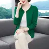 Cárdigan de Seda para Mujer de la Ciudad de Ordos, Corte Holgado, Cuello Redondo Bajo, Ropa de Abrigo, Abrigo de Lana Tejido Primavera 2024