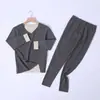 Roupa íntima térmica masculina AB de veludo dupla face super elástica para outono e inverno, conjunto de long johns de gola redonda grossa