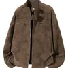 Chaqueta de cuero marrón estilo vintage transfronteriza para hombre, perfecta para otoño e invierno, con una estética retro americana y de alta gama, adecuada como chaqueta de motocicleta o de trabajo.