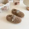 Zapatos de Peluche con Forro de Piel para Niñas 2026 Invierno Nuevos Cálidos Versátiles Zapatos de Princesa para Niños Suela Suave Cierre Mágico Zapatos Dobles de Algodón