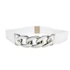 Cinturón de Cadena Metálica Decorativo Versátil para Mujer Cinturón de Cintura Ancho Punk Banda Elástica Extensible con Hebilla Metálica