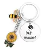 Llavero de Acero Inoxidable Dama Girasol Abeja Llavero Regalo para Amigos Llavero de Abeja Mayoreo