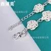 Hermoso brazalete de cadena de rosa plateada del Lago Oeste joyería para mujer joyería