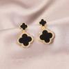 Pendientes de aguja de plata de alta gama con diamantes negros, elegantes y combinables, ligeros y de lujo, de alta calidad, al por mayor.
