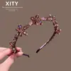 Nova Tiara de Cabeça Full Cristal Rosa-Roxo para Mulheres, Estilo Coreano, Design Exquisito de Topo Alto, Adequada para Sair, Acessório de Cabelo de Alta Qualidade