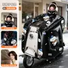 Funda engrosada a prueba de viento para vehículo eléctrico, funda de invierno de franela más terciopelo impermeable para montar con viento, paquete completo para motocicleta