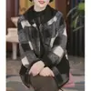 Novedad Otoño e Invierno 2025 Abrigo de Tartán de Terciopelo Doble Cara Cardigan con Capucha Holgado y de Moda Abrigo de Lana Casual para Mujer