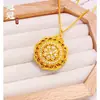 Colgante Brújula Girasol Filigrana Hueca Método Antiguo con Carácter de Fortuna, Nuevo Estilo Chino Lujo Ligero Colgante Redondo Cadena para Suéter