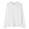 Camiseta de Manga Longa para Homem, Estilo Primavera e Outono, Algodão Puro Pesado 230g, Cor Sólida, Caimento Solto, Camisa Básica Casual Preta e Branca para Outono