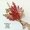 Flores artificiais de frutas vermelhas, decorações de flores falsas para sala de estar e mesa de jantar, arranjos florais para casa, decoração de casa, ornamentos de arte floral