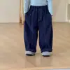 Calça pantalona infantil, modelagem solta, para meninas e meninos, coleção outono/inverno 2026, novo estilo, casual, grossa, calça longa para bebês