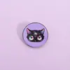 Broche de Metal de Dibujos Animados Gato Negro Pequeño con Gradiente de Cielo Estrellado Soñador Creativo Insignia Decorativa para Bolso Ropa