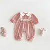 Ropón Dianxi Baby Estilo Coreano con Cuello de Muñeca de Encaje para Bebés Niñas Otoño Nuevo Elegante Lindo Ropa Larga para Gatear