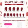 24 Piezas de Nuevas Uñas Postizas Navideñas de Almendra Estilo Ojo de Gato Boutique Pintadas con Corazón Pequeño Conejo Blanco Pastel Manicura Piezas de Uñas Lote