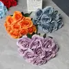 Flores Artificiales para Salón de Bodas, Ramo Falso de Rosas de 9 Cabezas, Adornos para Decoración del Hogar, Flores de Mano, Pared de Flores de Seda Transfronteriza