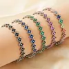 Pulseira Colorida de Pedra Preciosa Flor de Trevo de Quatro Folhas Transfronteiriça Europeia e Americana, Fashionável e Versátil, Luxo Leve com um Toque de Alto Padrão, Pulseira de Cobre Cravejada com Zircônia de Diamante Completo