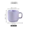 Tazas de cerámica de rayas verticales, tazas apilables, tazas de café para parejas, estilo minimalista, aptas para leche, oficina, hogar, regalos para damas de honor