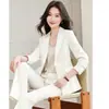 Blazer de manga longa para mulheres, de alta qualidade e elegante, atacado transfronteiriço de trajes profissionais, conjunto de duas peças moderno com calça pantalona