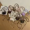 Mini Bolsa de Selim de Camurça de Alta Qualidade, Bolsa Pequena com Lenço de Seda e Contas, Bolsa Transversal, Bolsa para Fones de Ouvido, Bolsa de Pescoço de Nicho, Pequena Bolsa de Acessórios