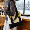 Bolso de Punto de Color Contrastante para Mujer 2025 Nuevo Estilo Casual Perezoso Bolso de Hombro Gran Capacidad Bolso Tote para Clase y Viajes