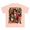 Camiseta Estampada Retro Americana de Bruno Mars Manga Corta Cuello Redondo Sudadera con Capucha Algodón 250g